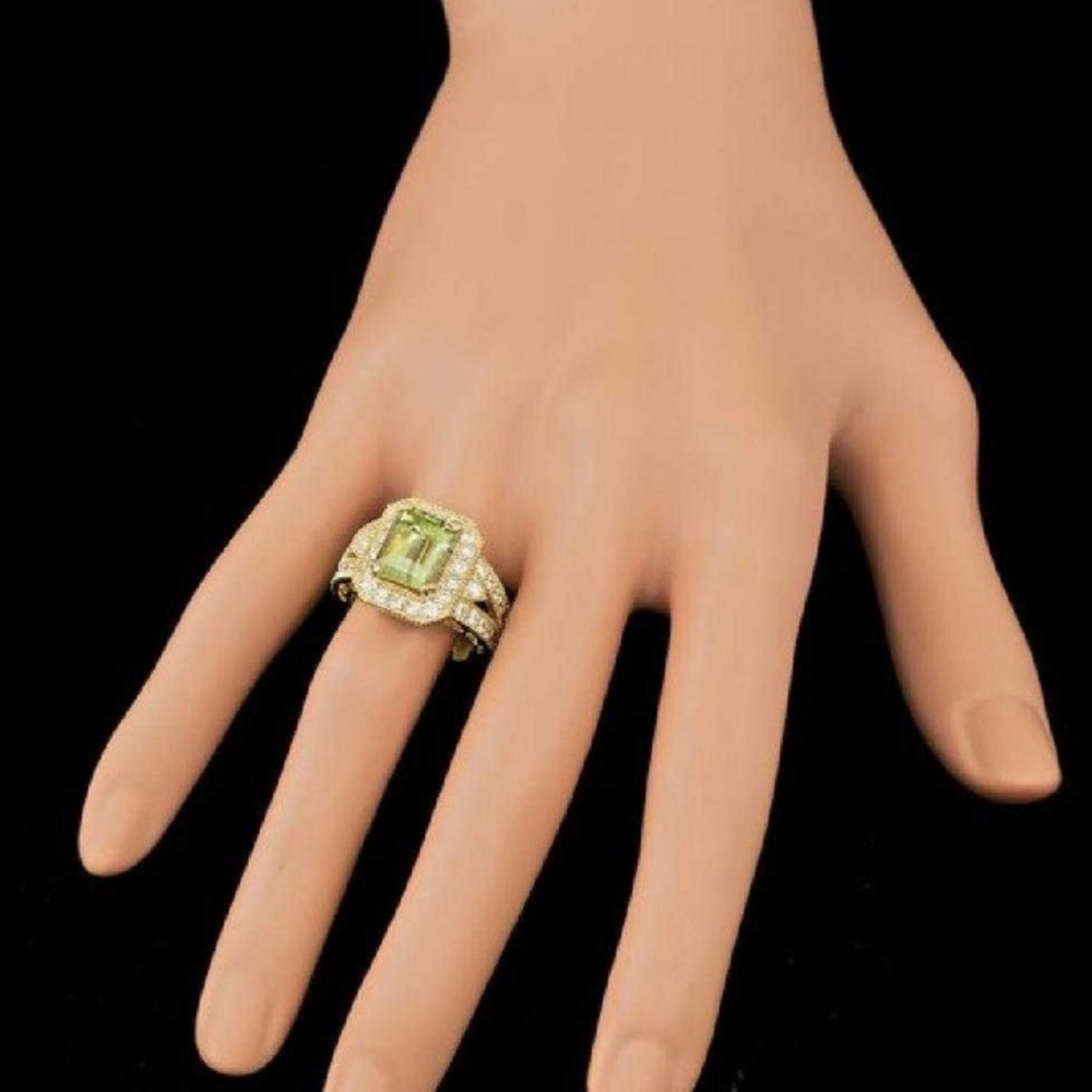 RADIANT ❤️‍🩹❤️❤️‍🩹14k Yellow Gold 4.00ct Beryl 1.30ct Diamond Ring - Picture 5 of 9